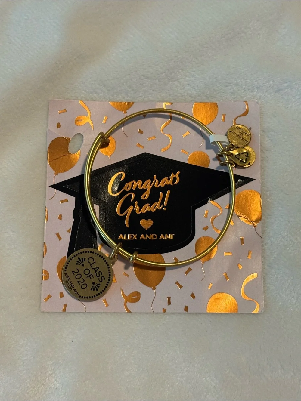 NWT Alex and Ani 2020 Graduation Cap Bangle Bracelet - Gold